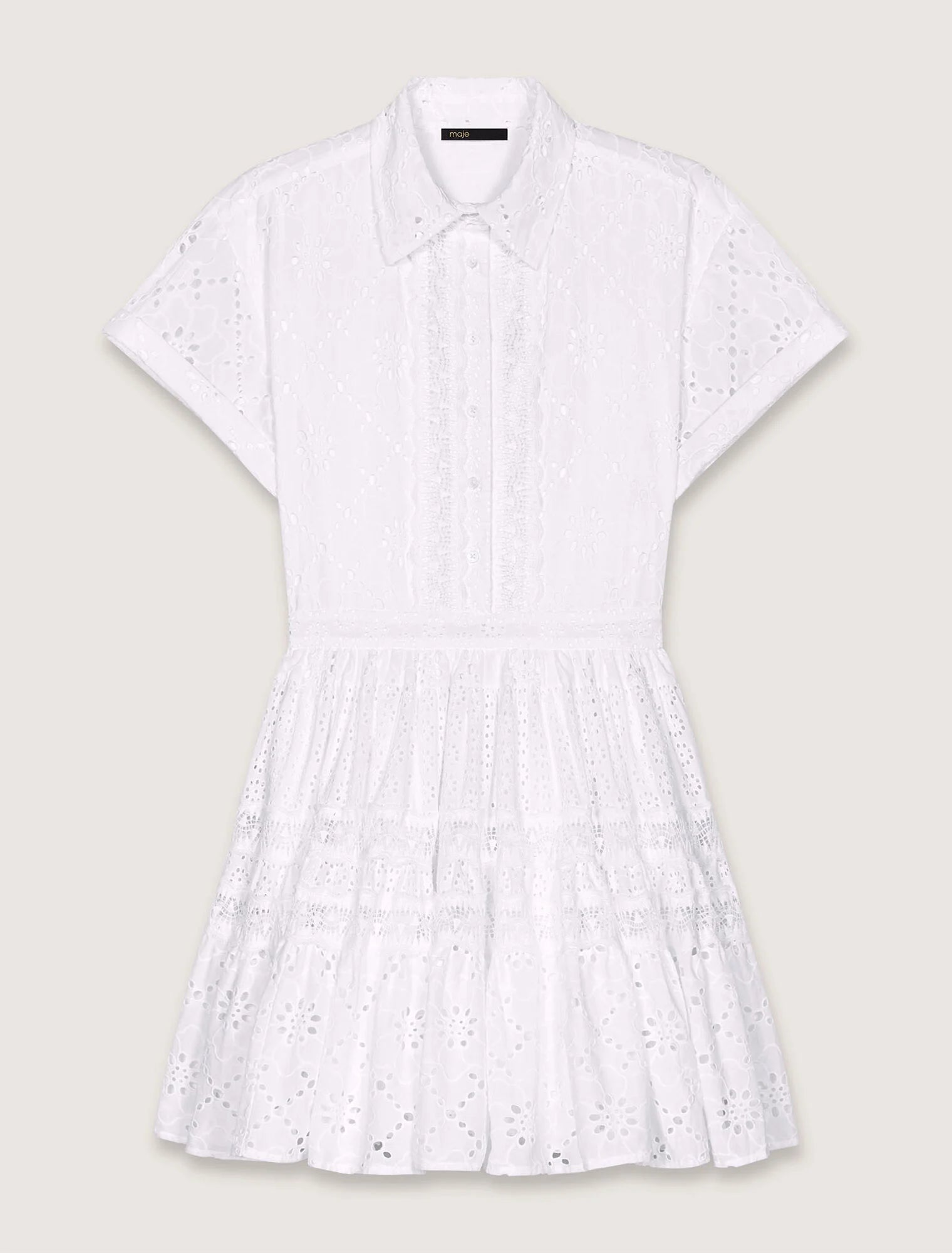 White-Embroidered babydoll dress