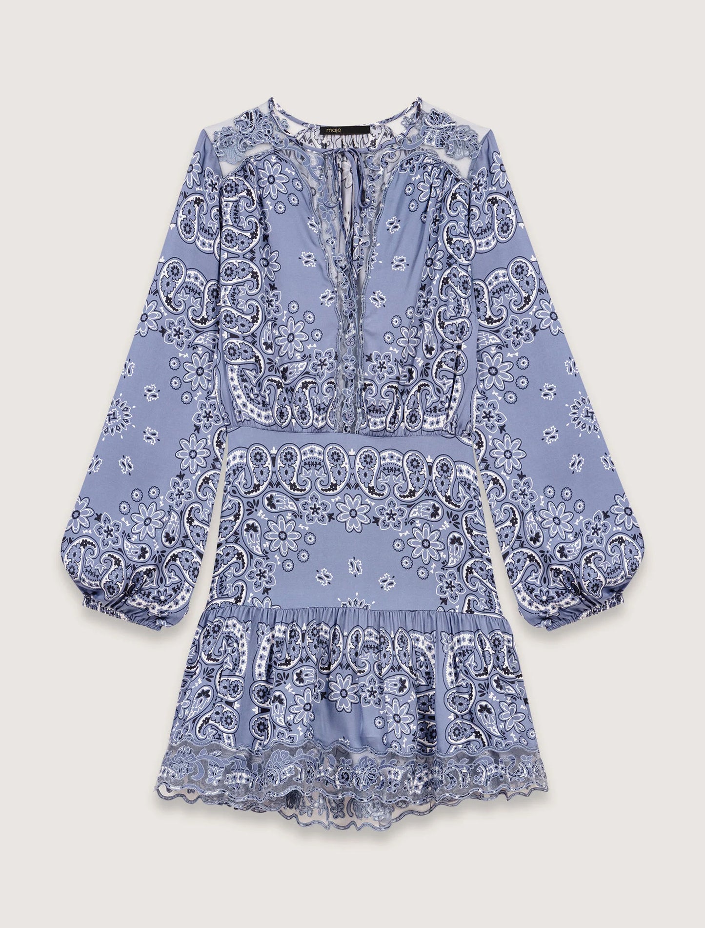 Blue Bandana Print-Short patterned floaty dress