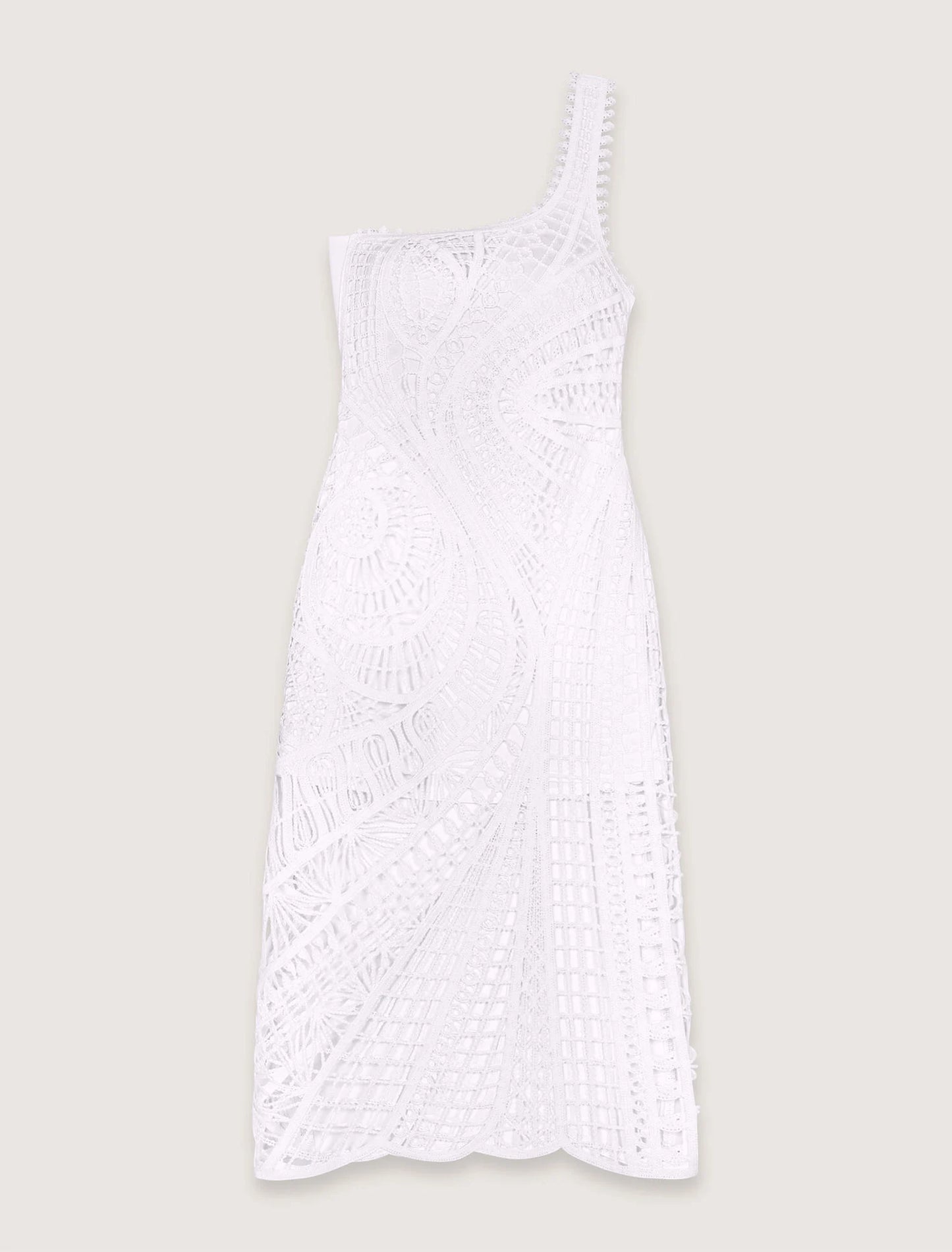 White-Asymmetrical crochet maxi dress