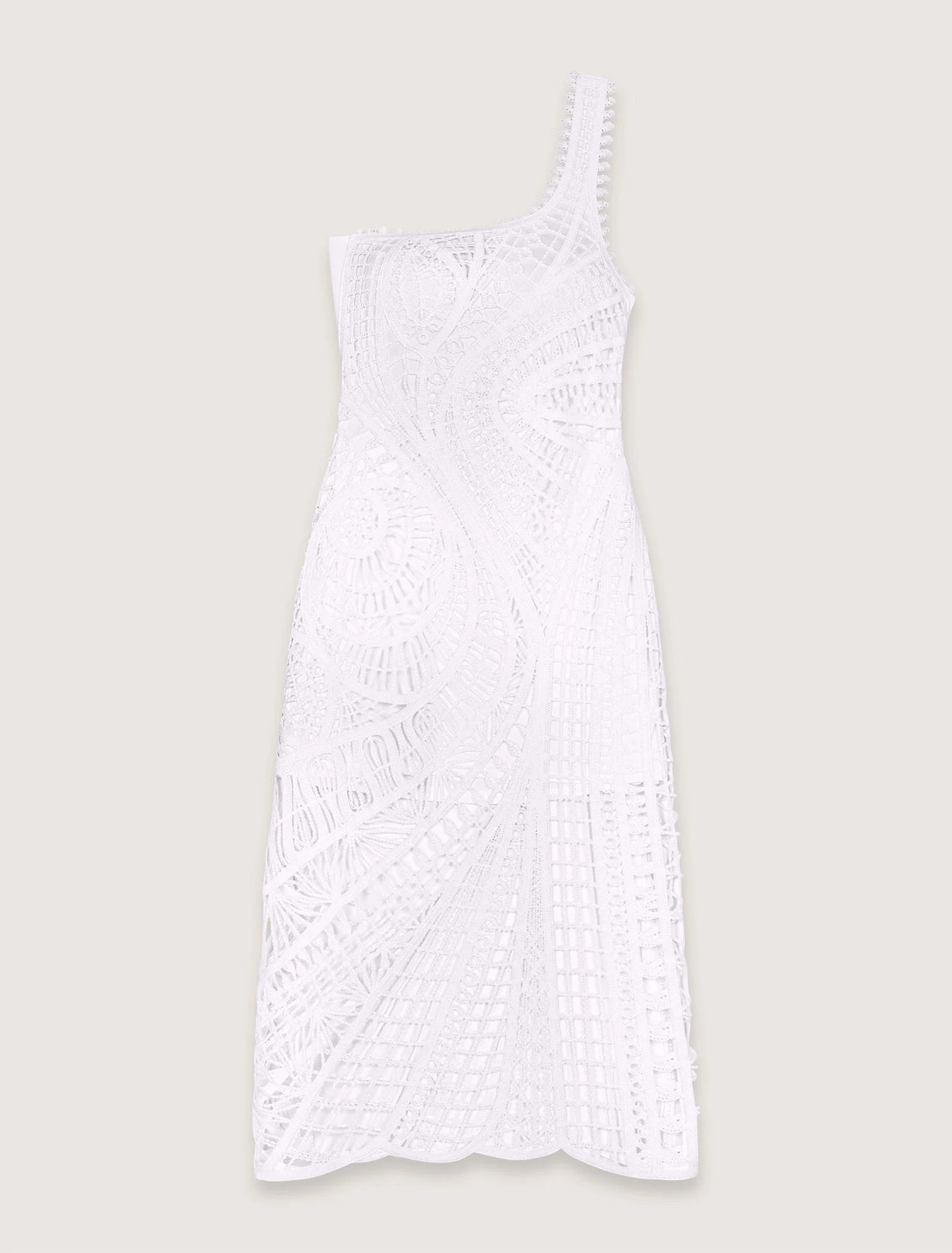 White-Asymmetrical crochet maxi dress