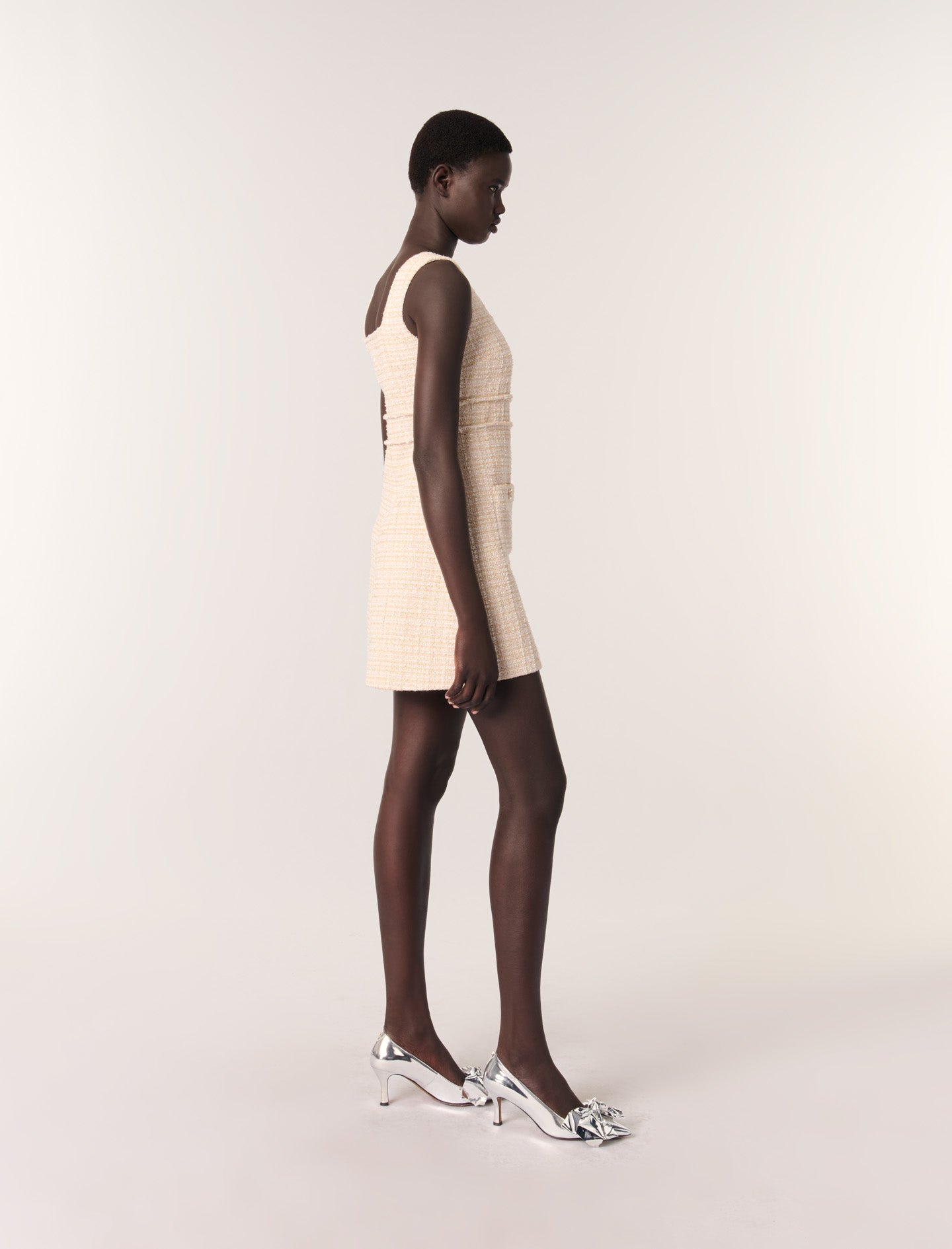 Beige-featured-Short tweed dress