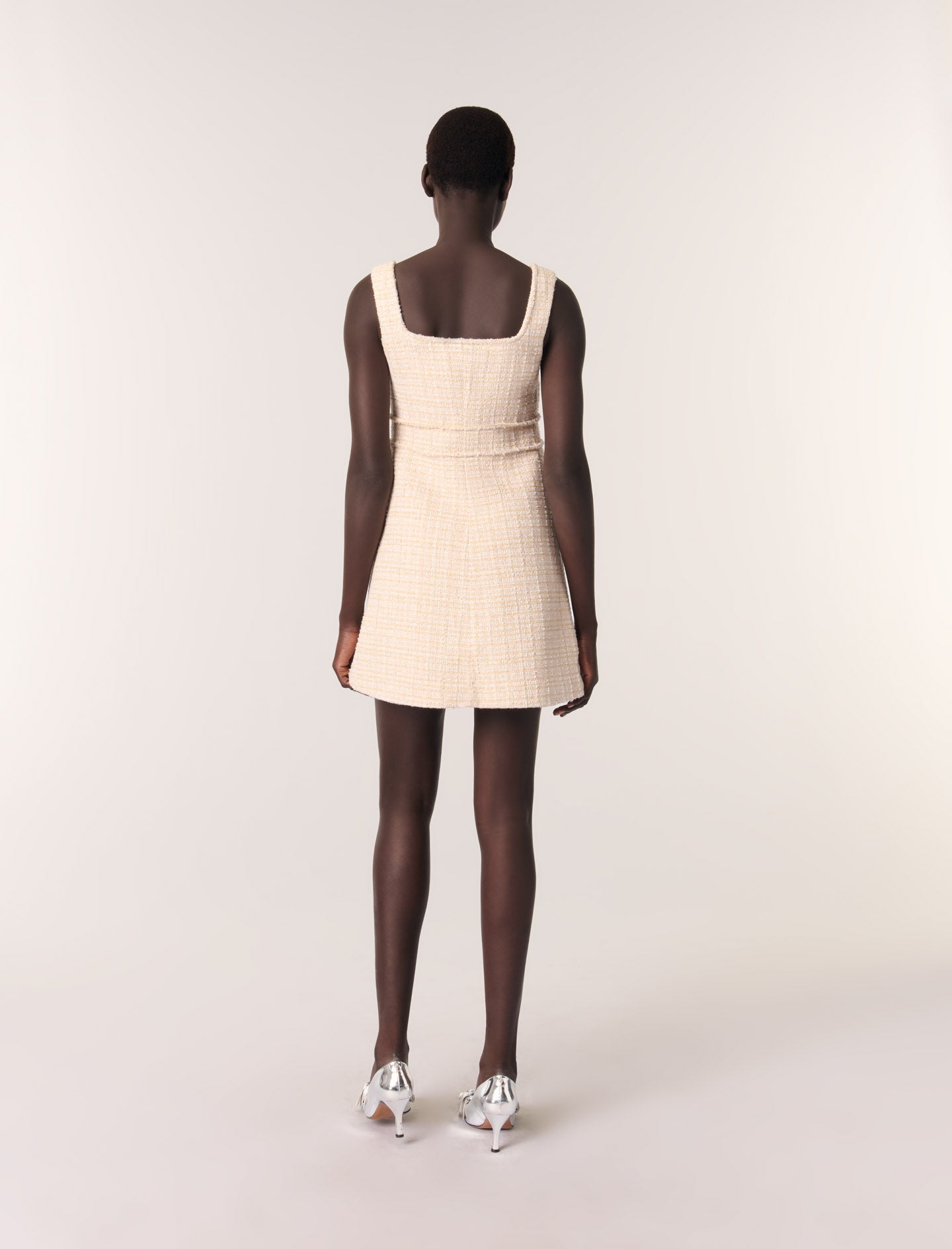 Beige-Short tweed dress