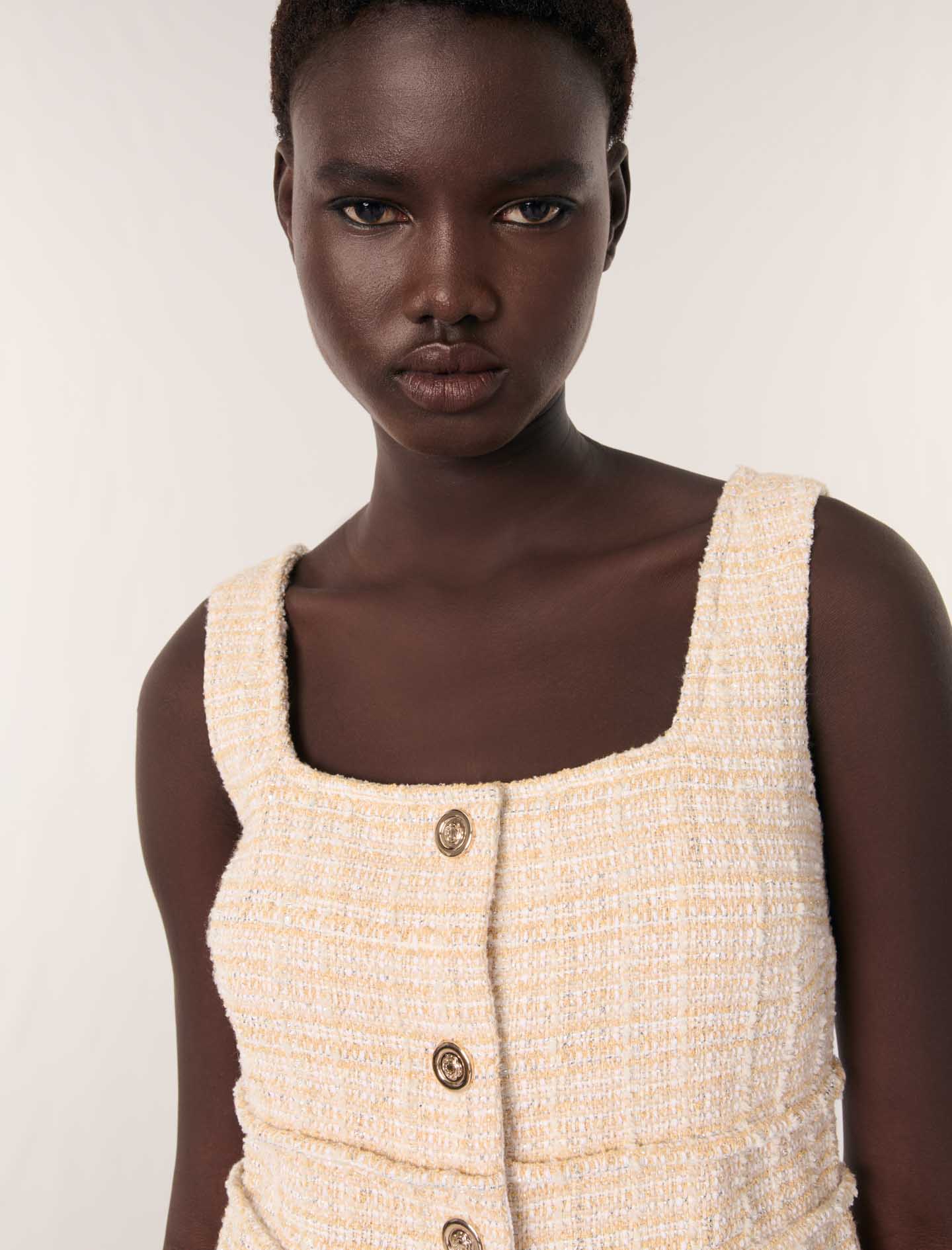 Beige-Short tweed dress