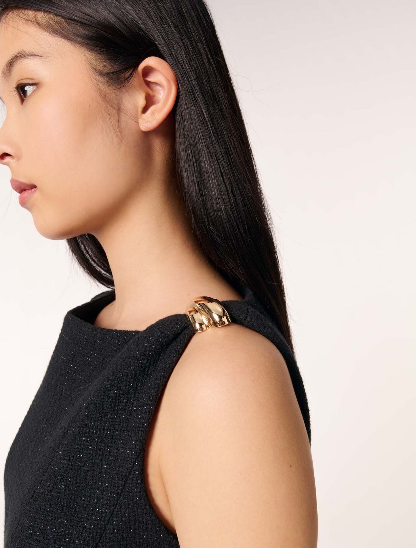 Black-Short Flared Tweed Dress