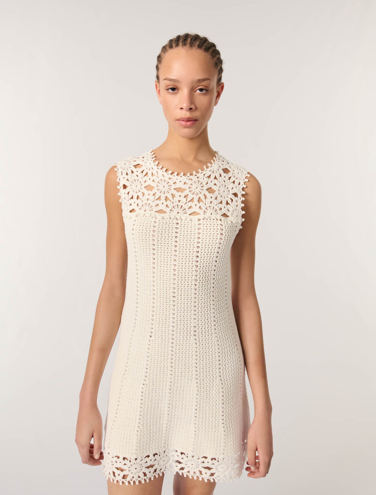 White-Short crochet dress