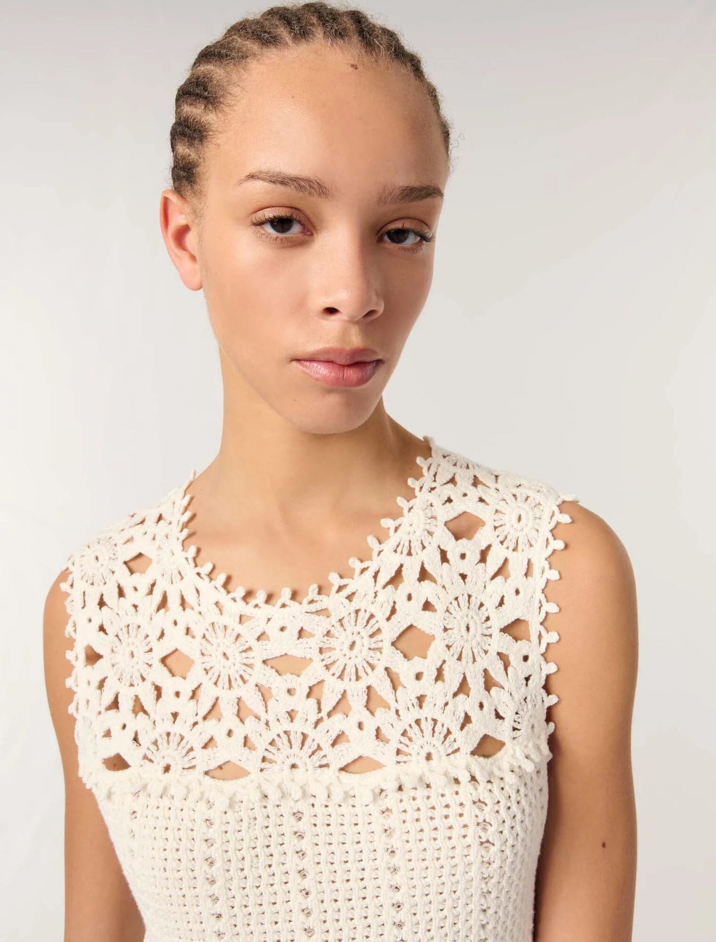 White-Short crochet dress