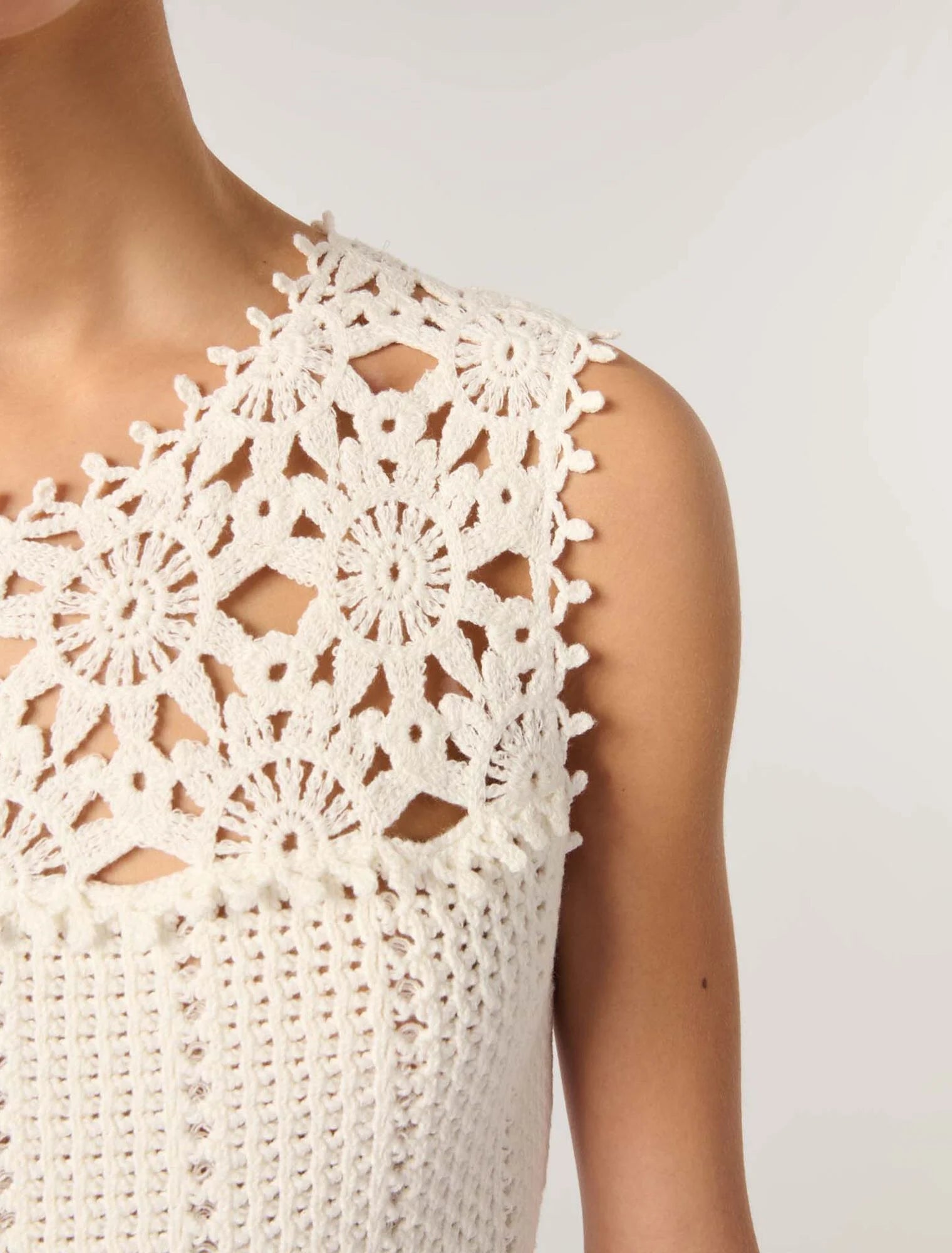 White-Short crochet dress