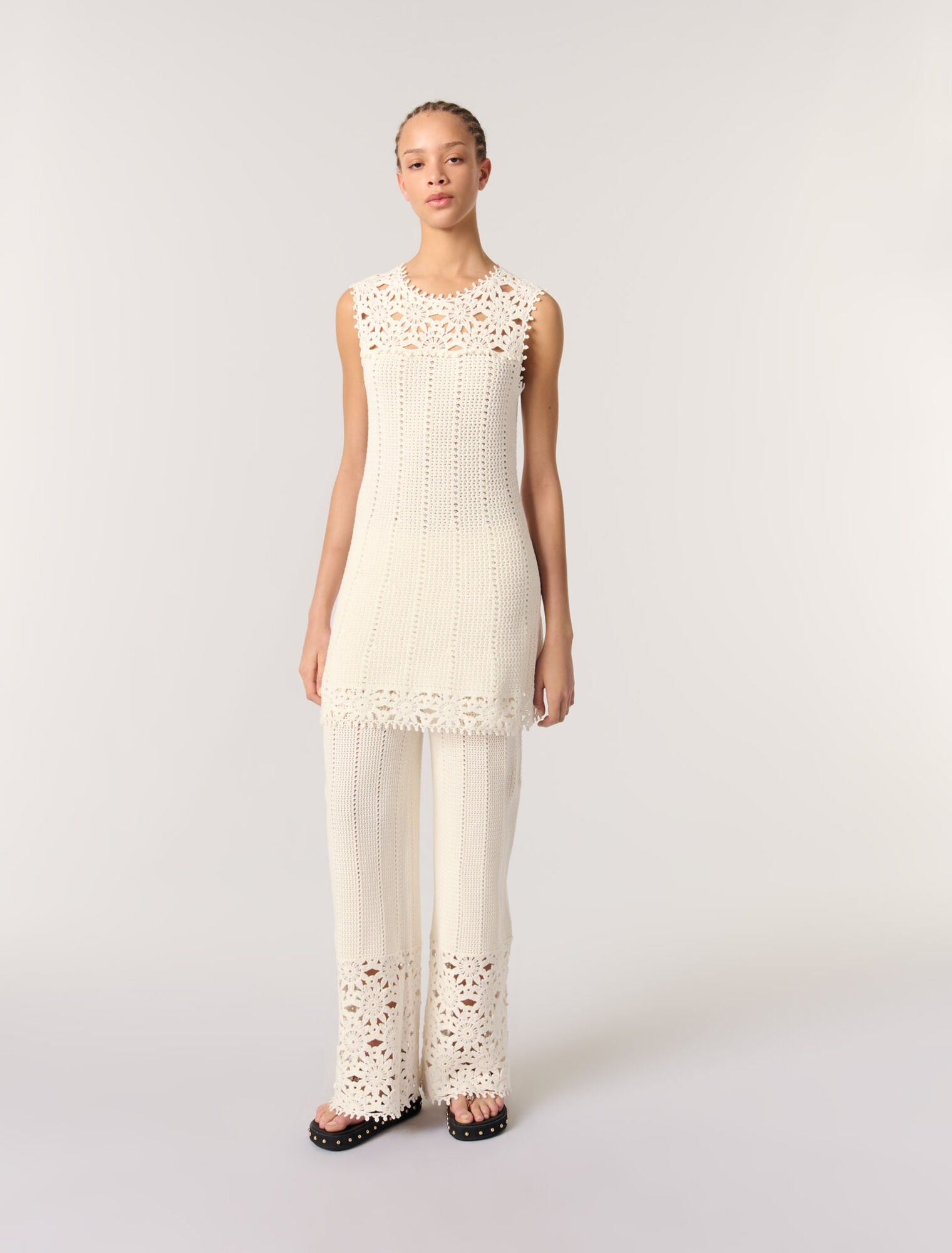 White-Short crochet dress