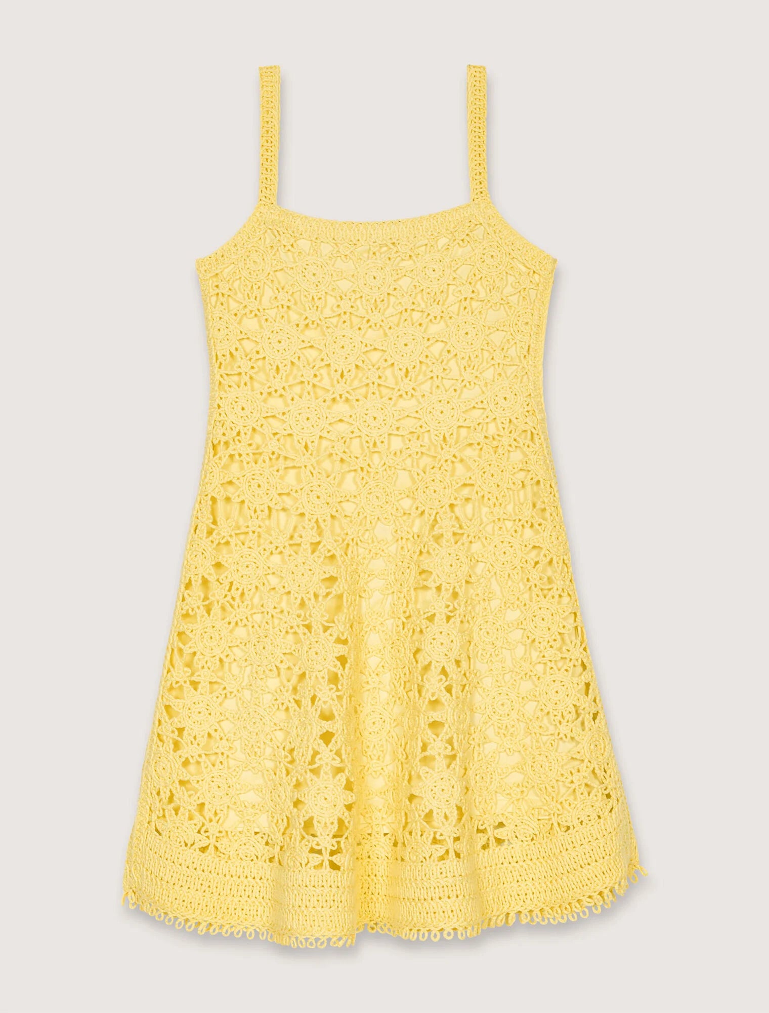 Yellow banana-Crochet strappy mini dress