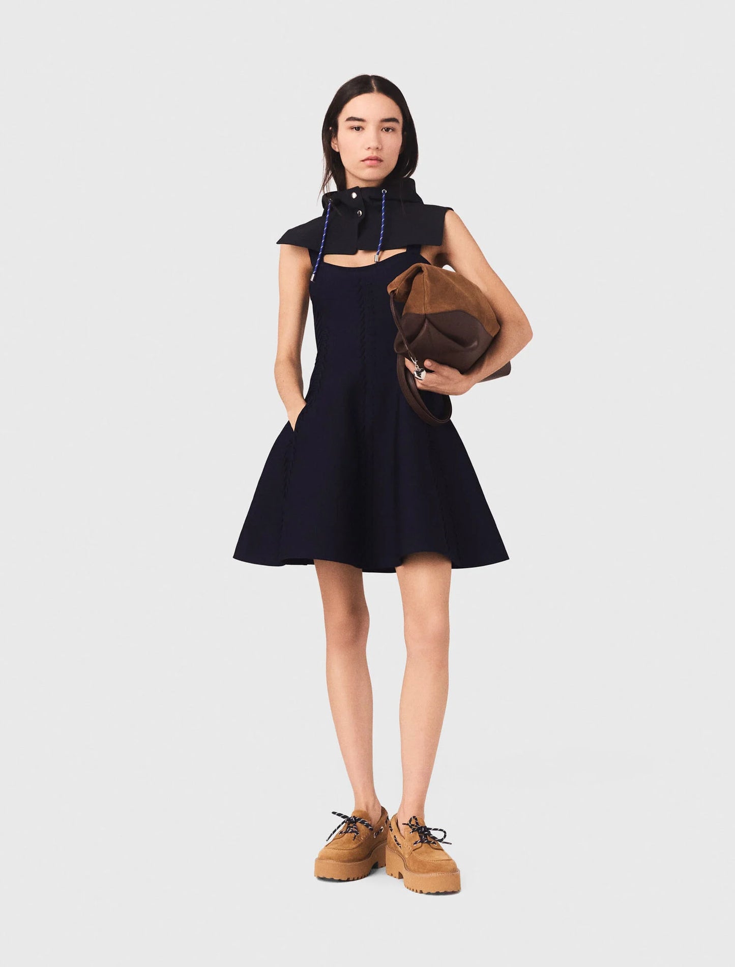 Short babydoll knit dress Navy