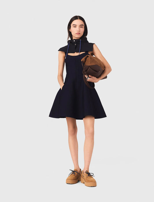 Short babydoll knit dress Navy