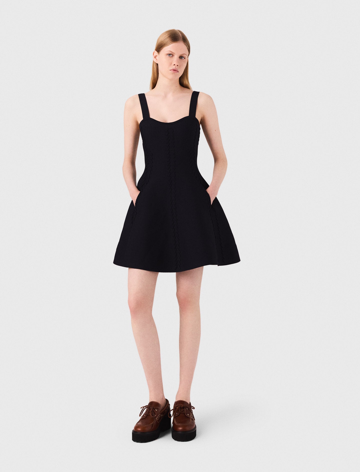 Short babydoll knit dress Navy