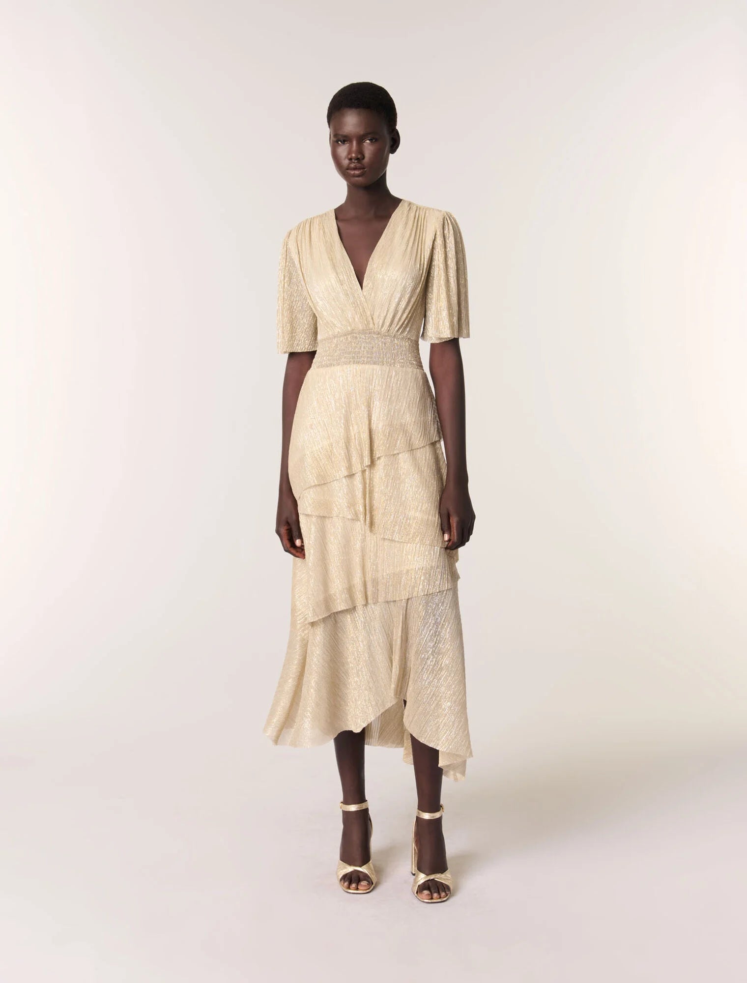 Metallic ruffled dress Gold Silver