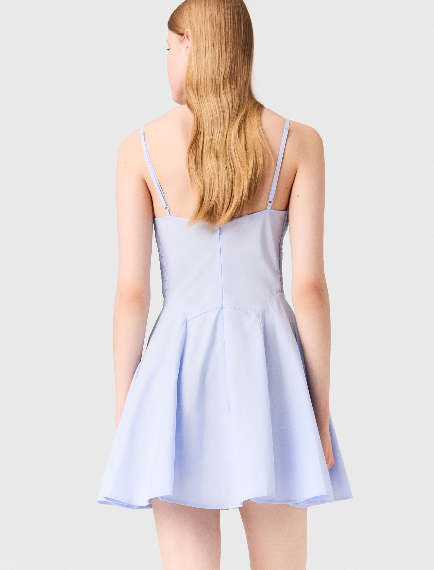 Short cotton babydoll dress Light Blue
