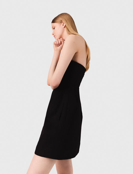 Black Short linen bustier dress