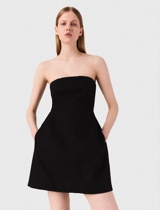 Black Short linen bustier dress