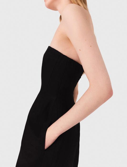 Black Short linen bustier dress