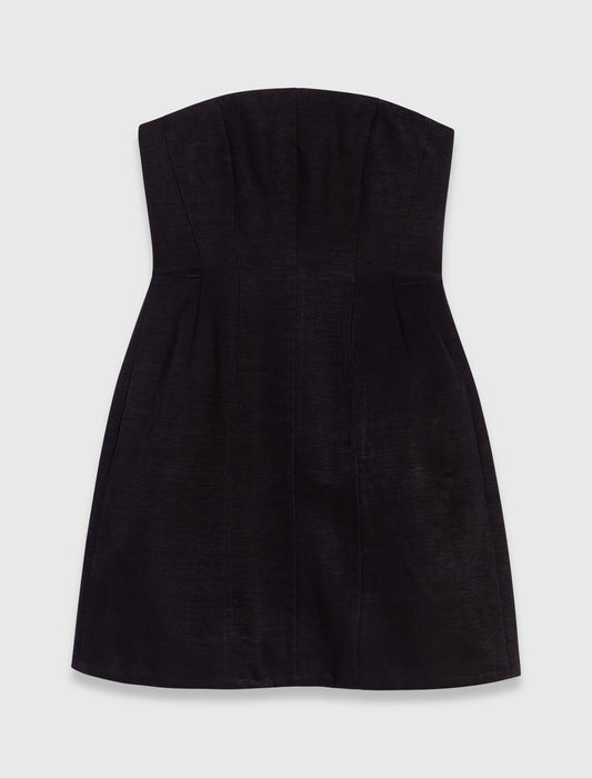Black Short linen bustier dress