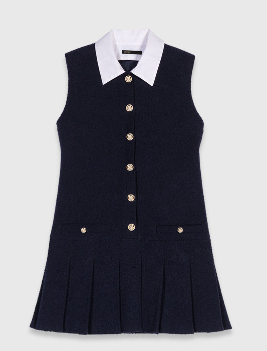 Short tweed dress, removable collar
