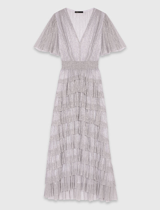 Metallic ruffled midi dress