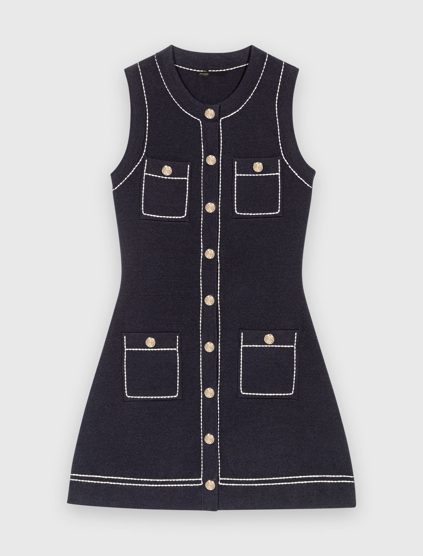 Straight dress in stitched knit
