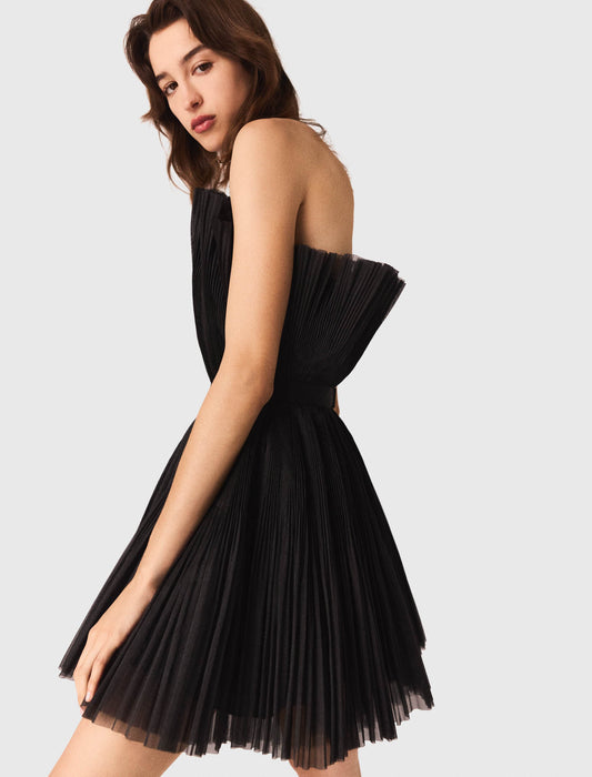 Tulle And Organza Bustier Dress BLACK