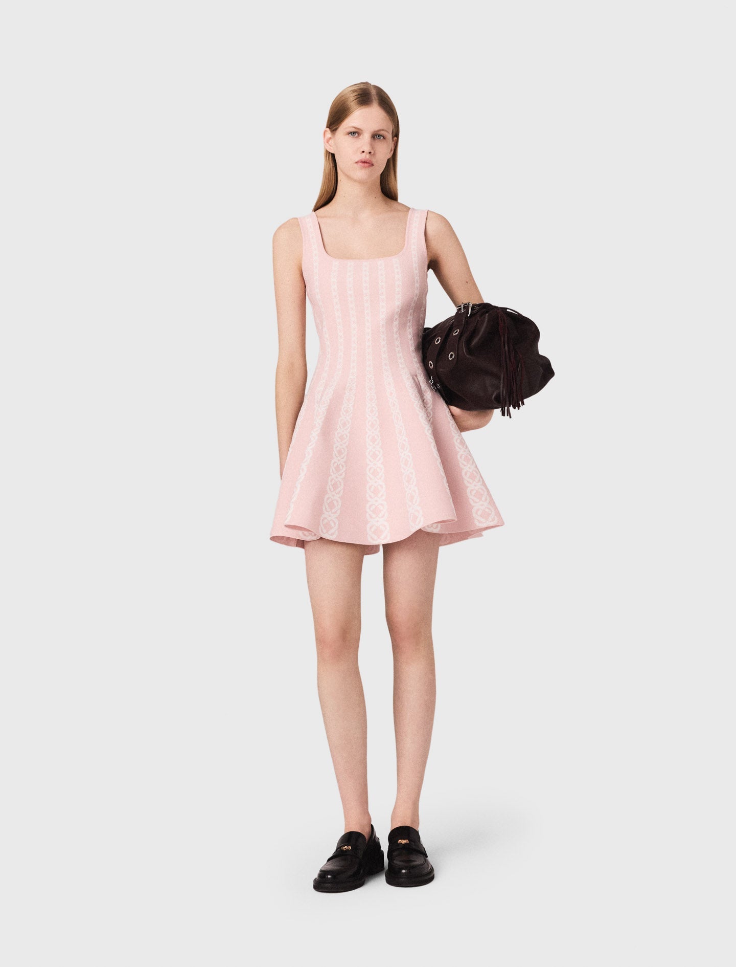 Short Jacquard Knit Dress Pink