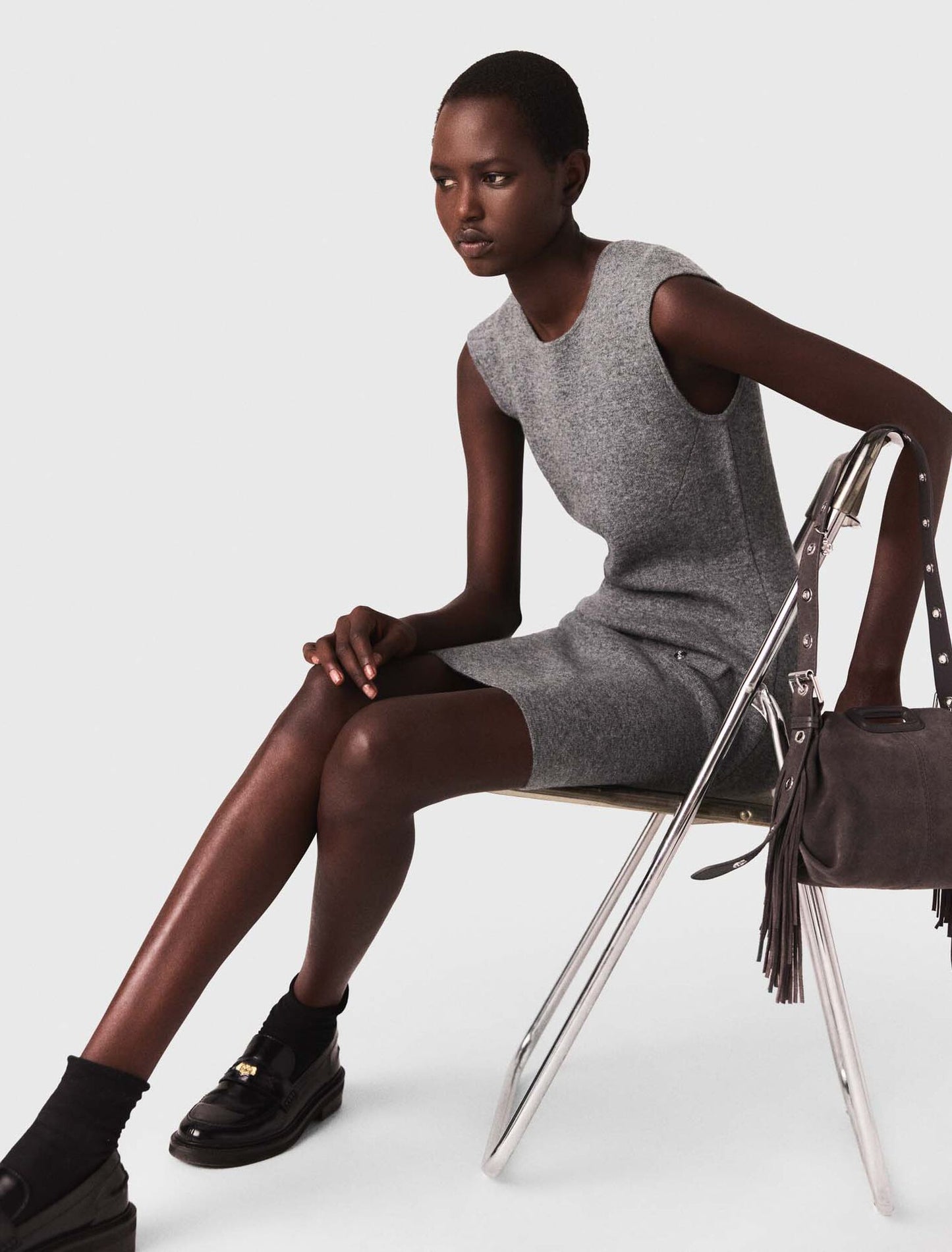 Knit dress with removable jumper