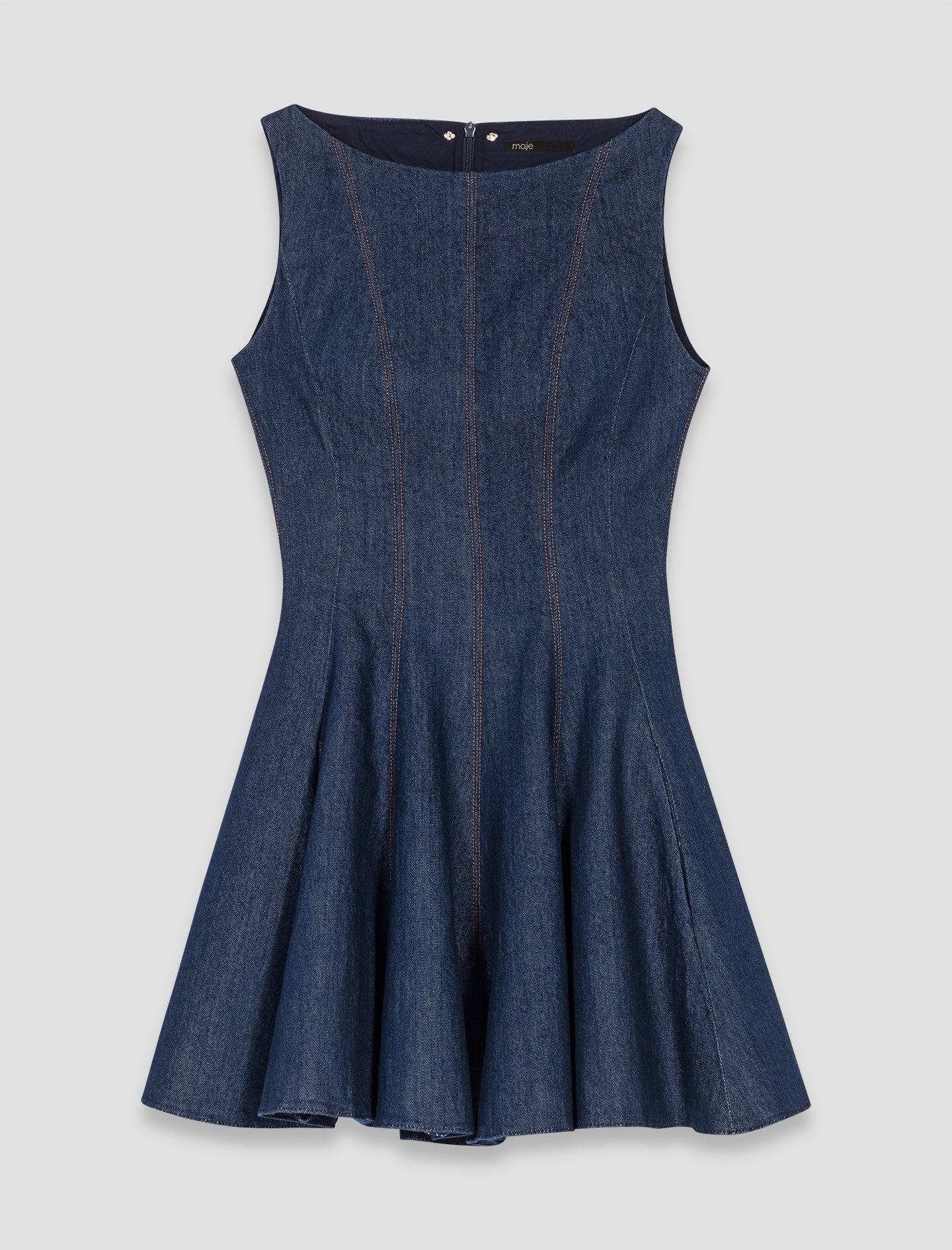 Short denim dress with ruffles