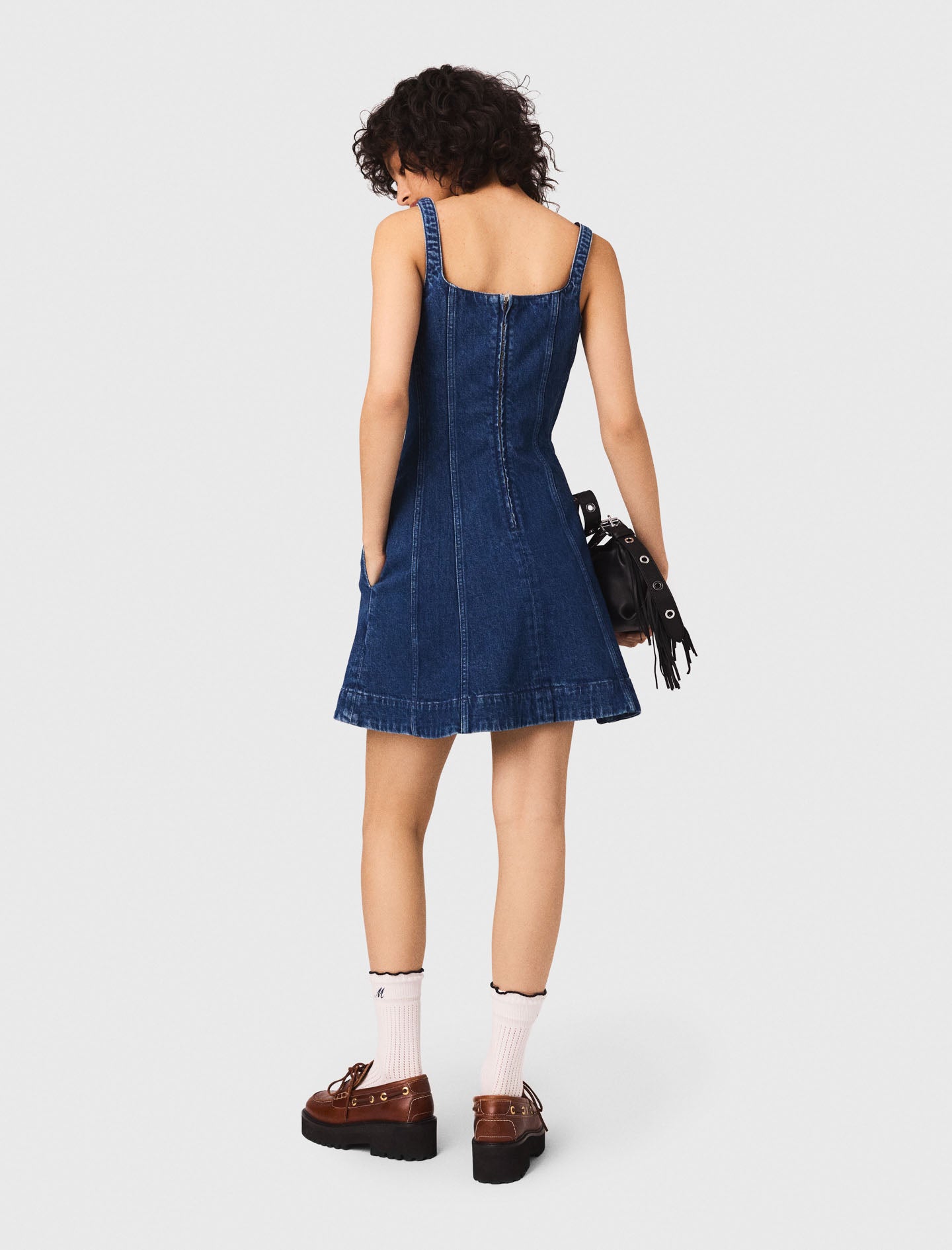 Denim Blue Short denim babydoll dress