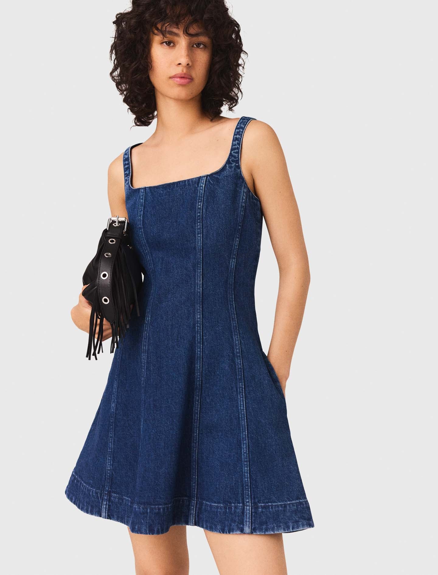 Denim Blue Short denim babydoll dress