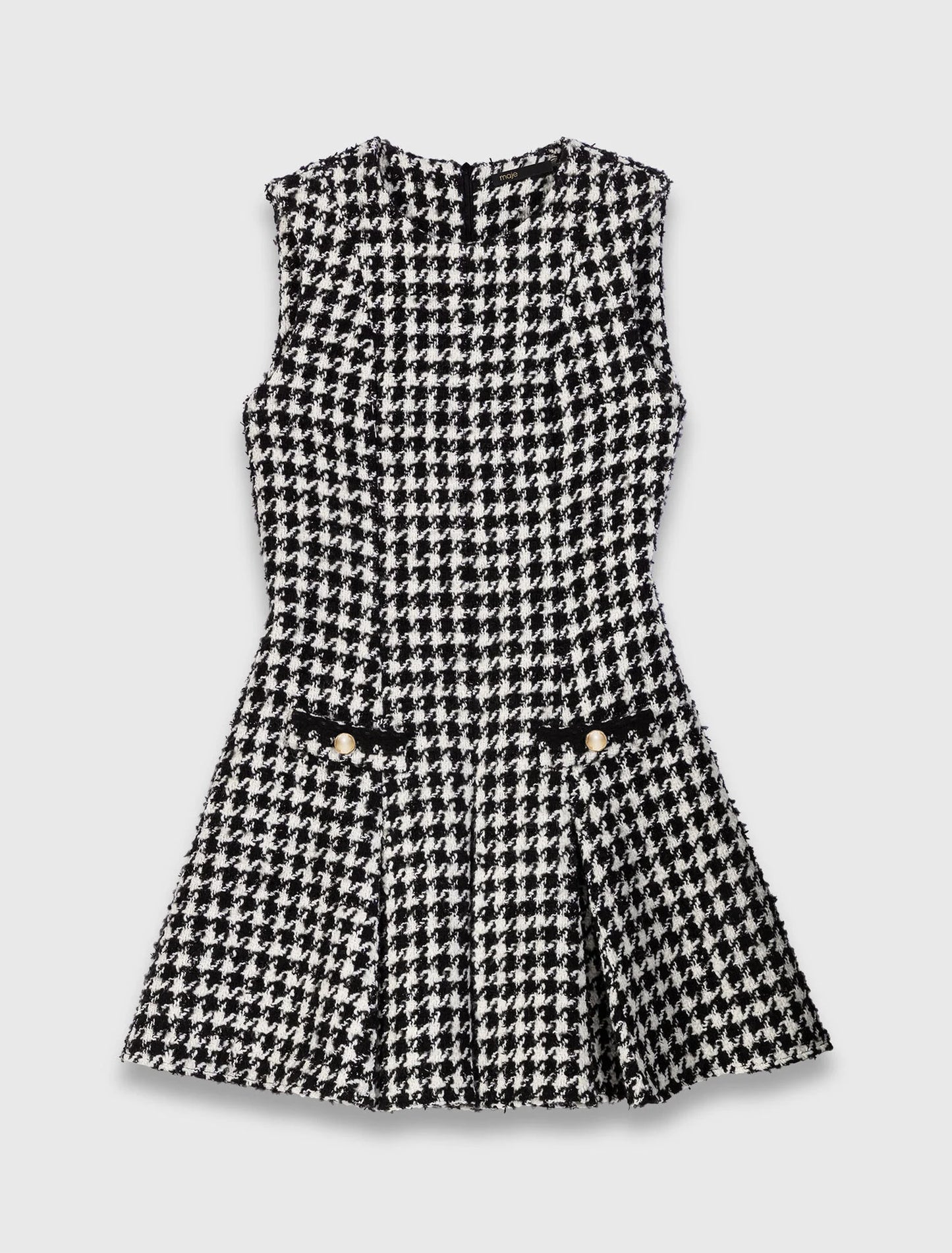 Flared tweed dress Black / White