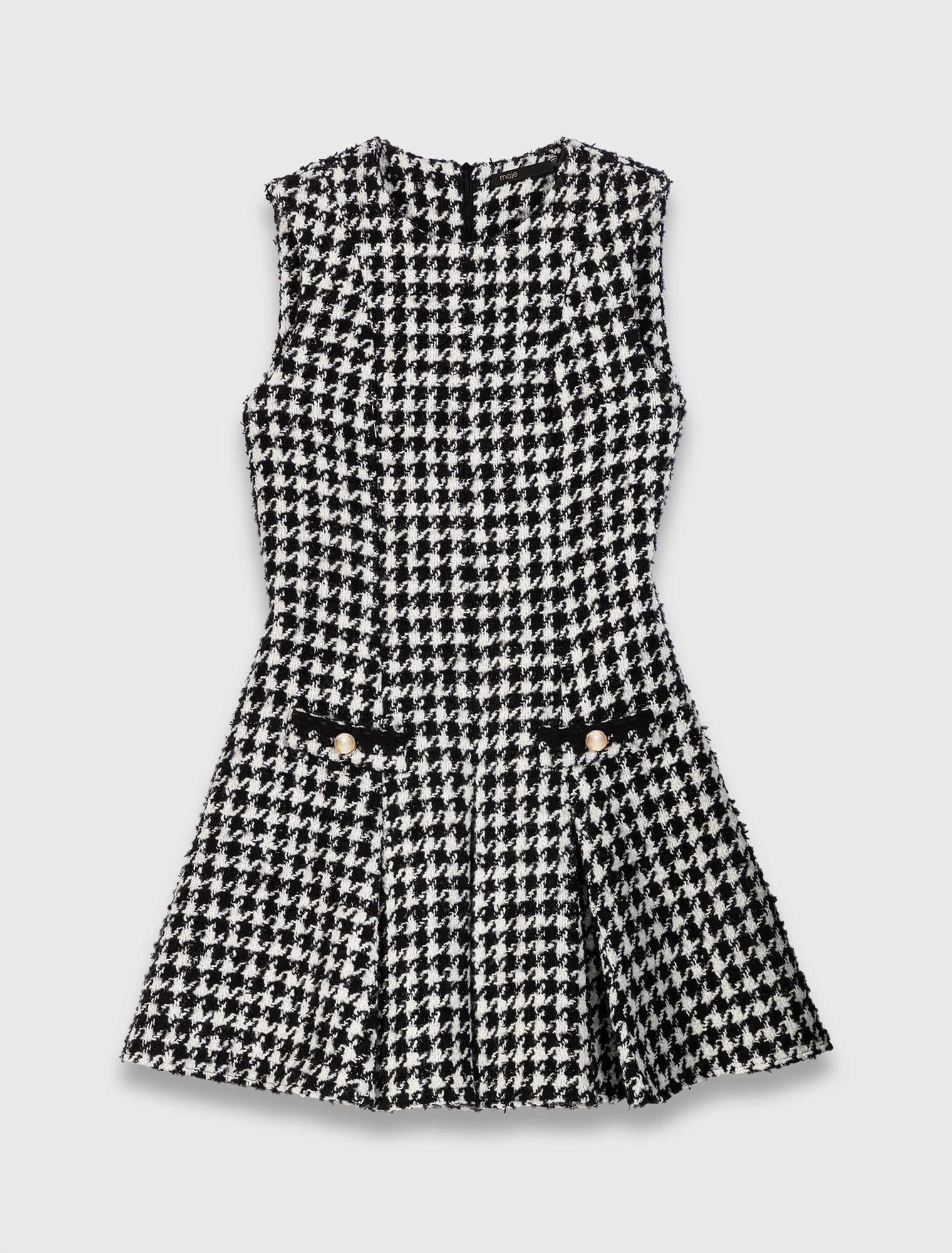 Flared tweed dress Black / White