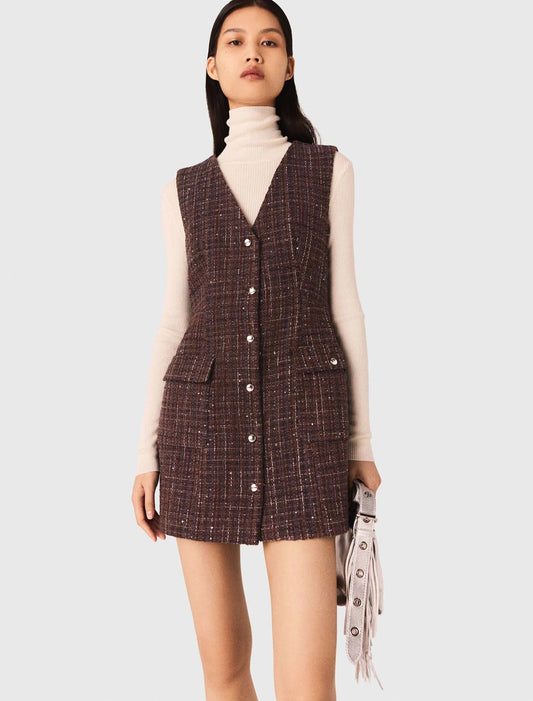 Short tweed dress Brown