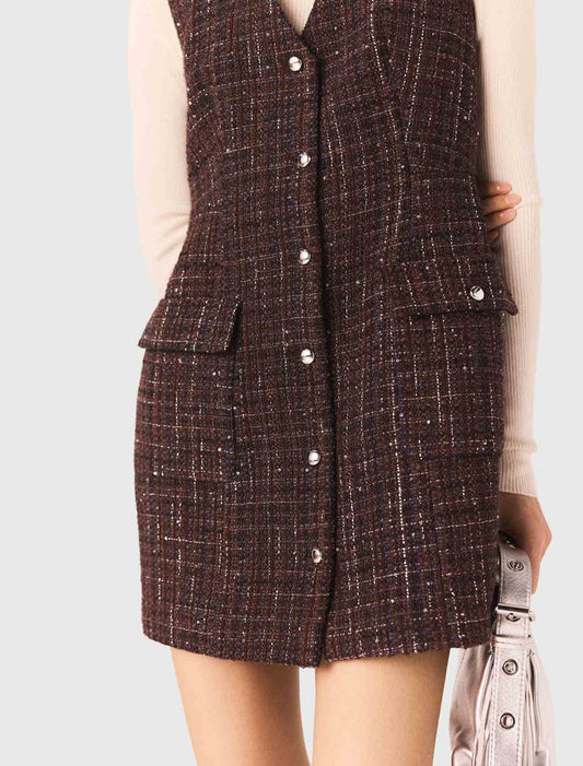 Short tweed dress Brown