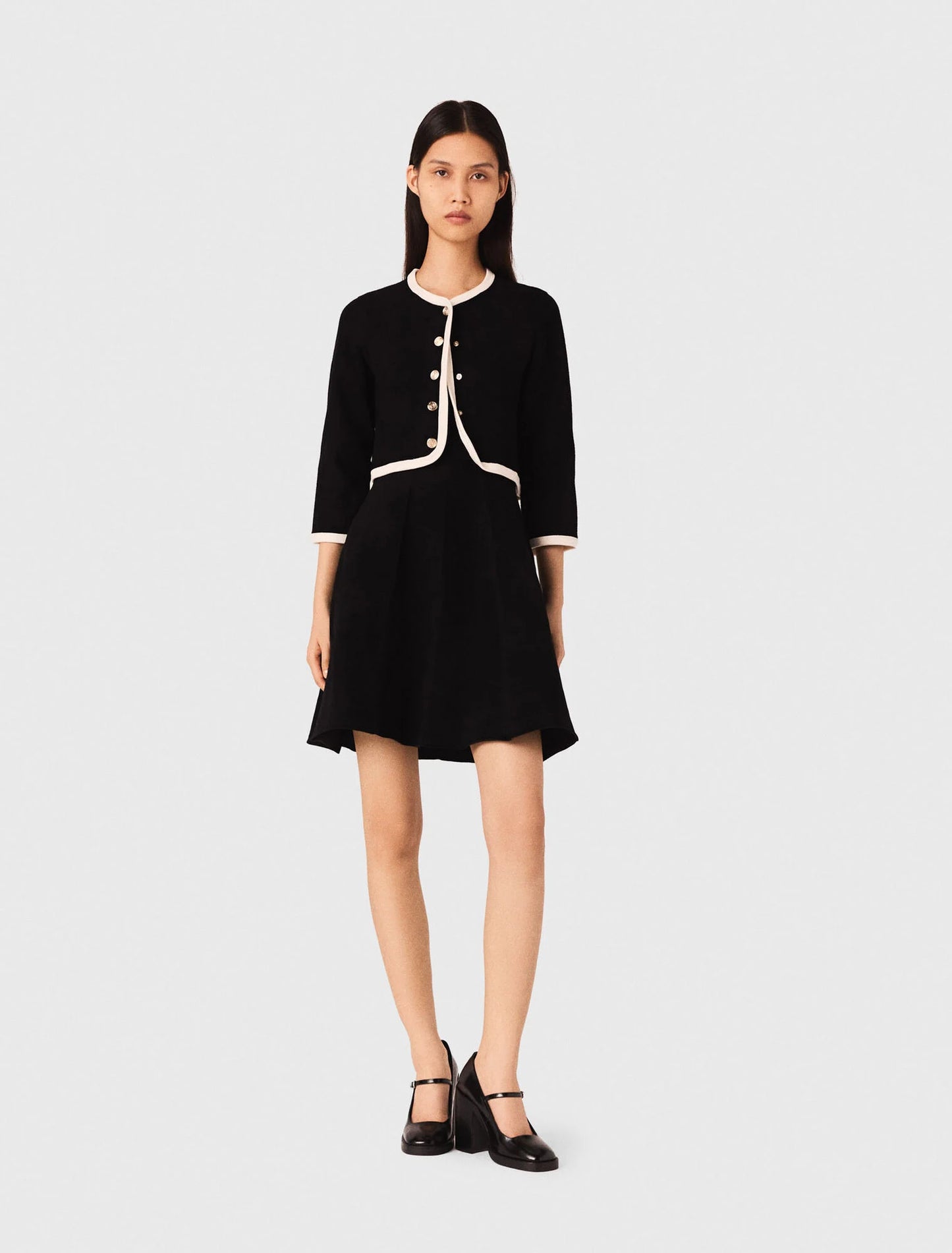 2-in-1 velvet-effect dress Black