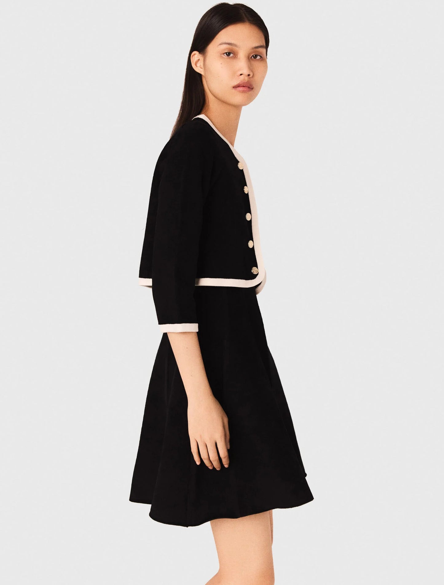 2-in-1 velvet-effect dress Black