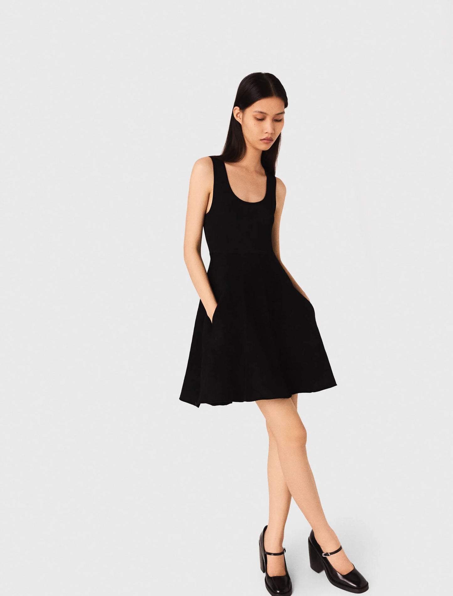 2-in-1 velvet-effect dress Black