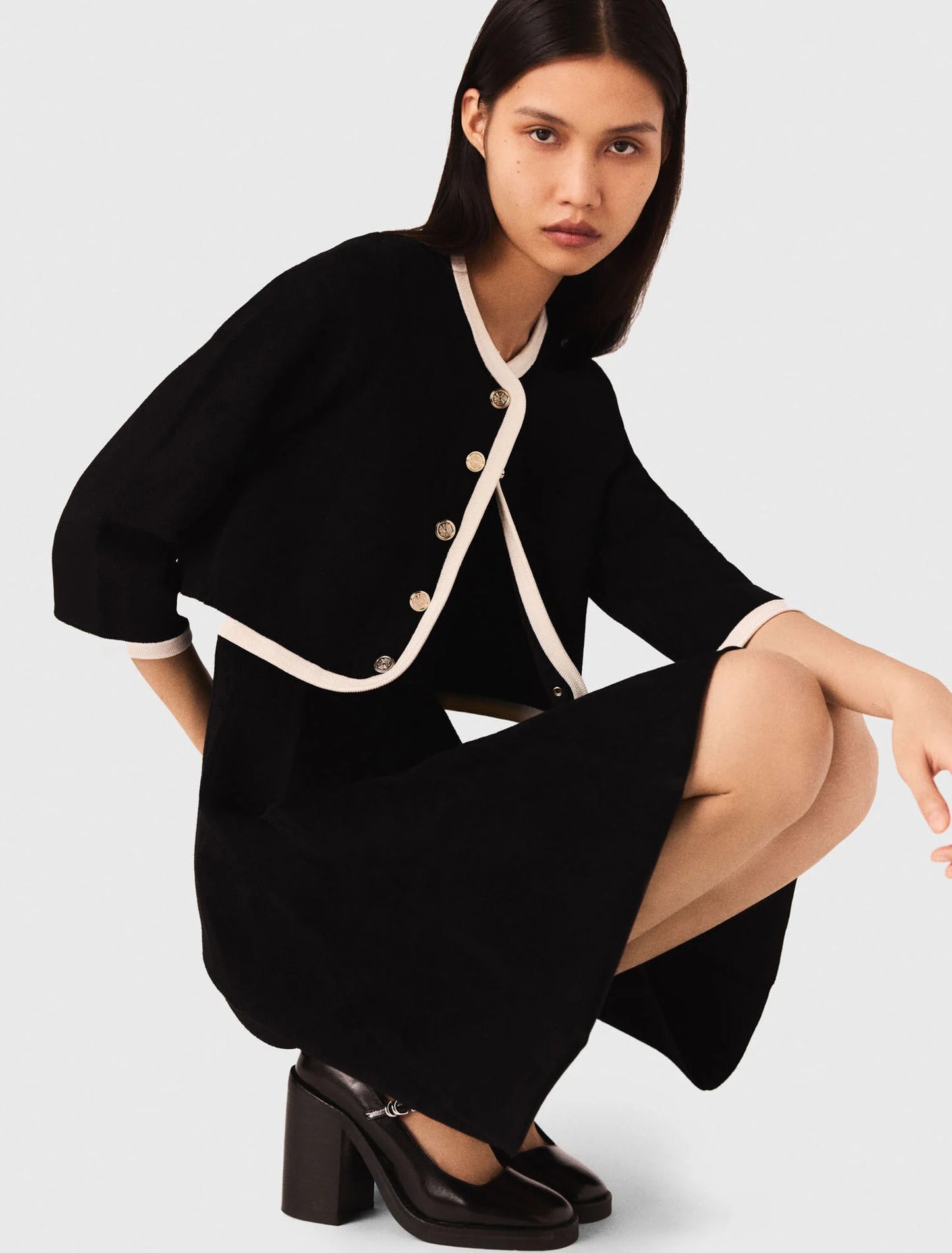2-in-1 velvet-effect dress Black