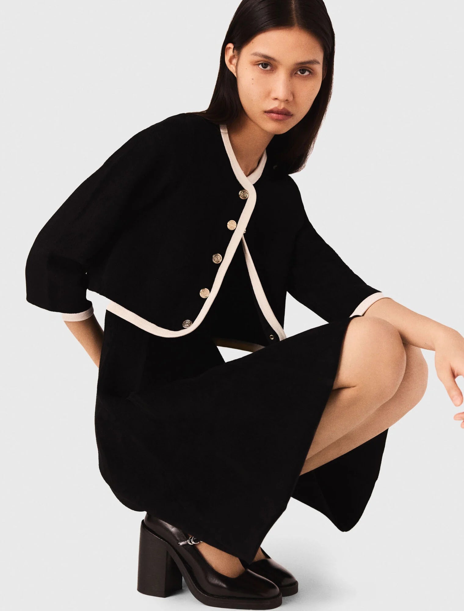 2-in-1 velvet-effect dress Black