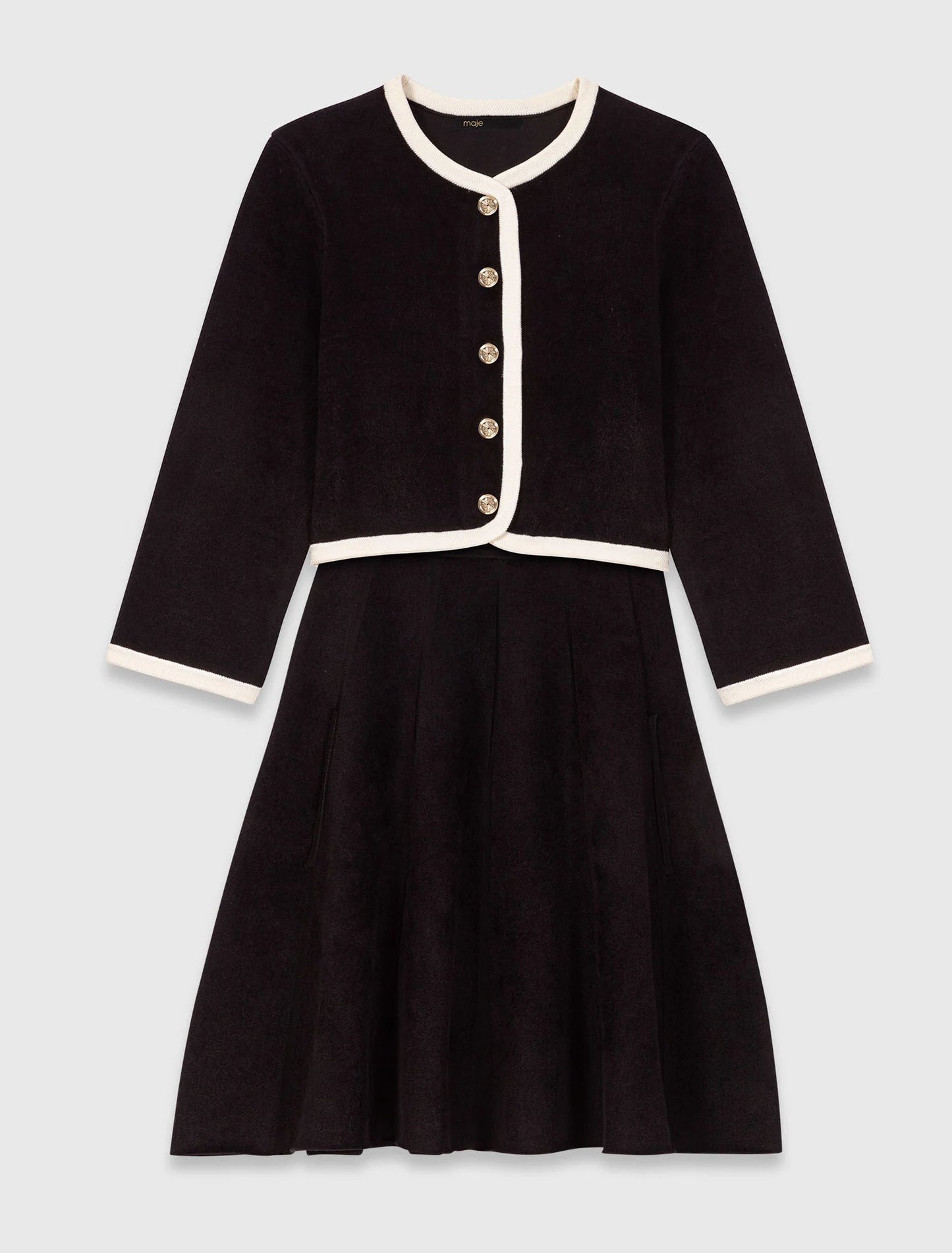 2-in-1 velvet-effect dress Black