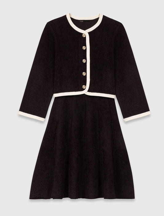 2-in-1 velvet-effect dress Black