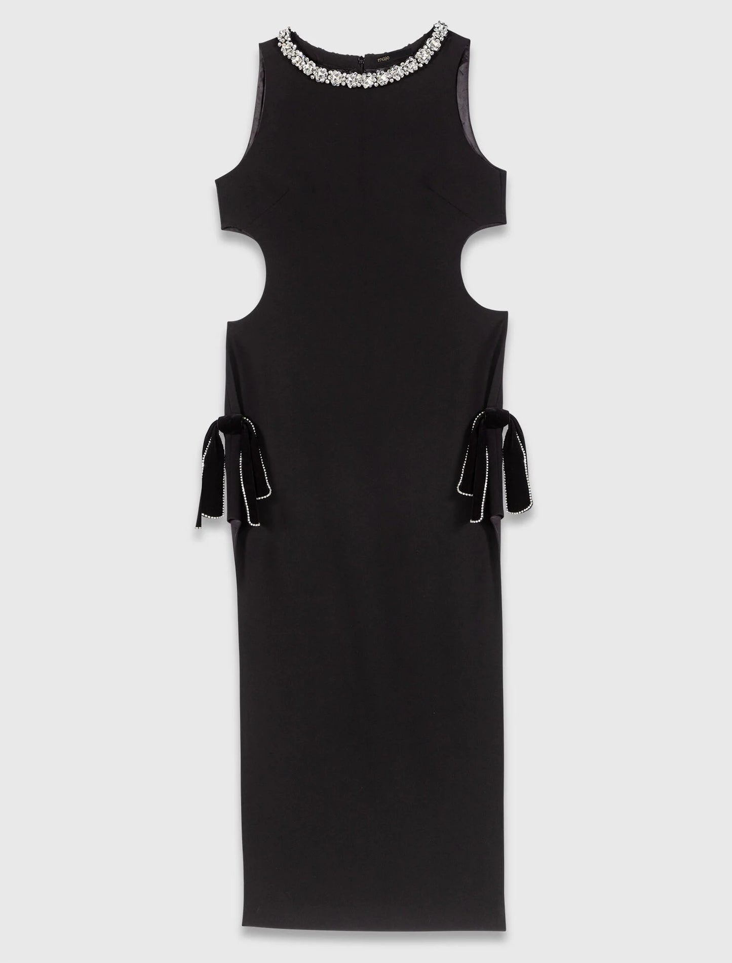 Jewel-collar maxi dress Black