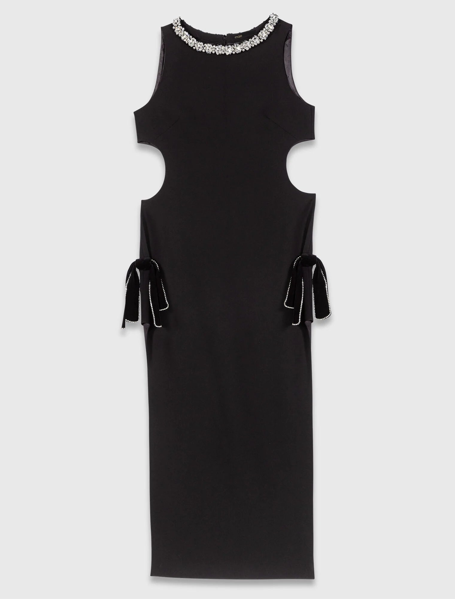 Jewel-collar maxi dress Black