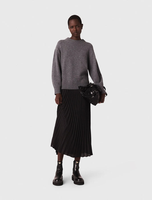 Dual-Material Maxi Dress GREY/BLACK