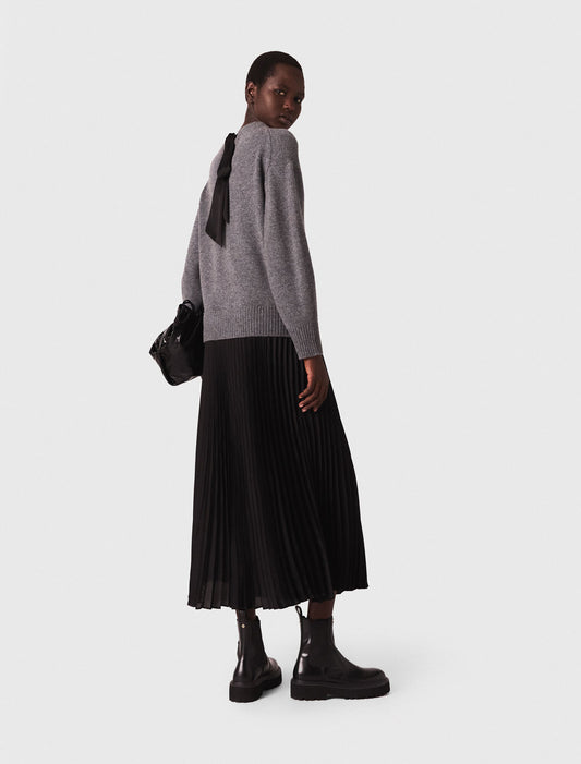 Dual-Material Maxi Dress GREY/BLACK