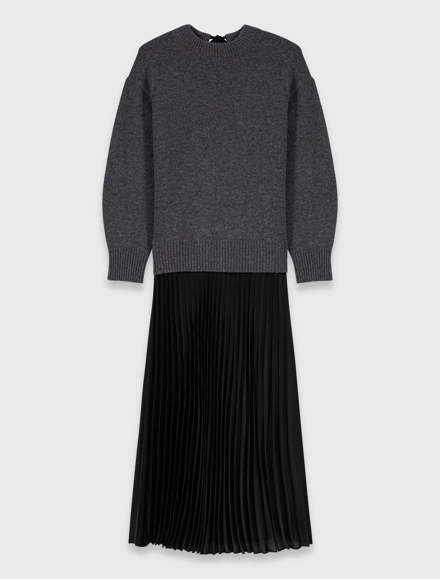 Dual-Material Maxi Dress GREY/BLACK