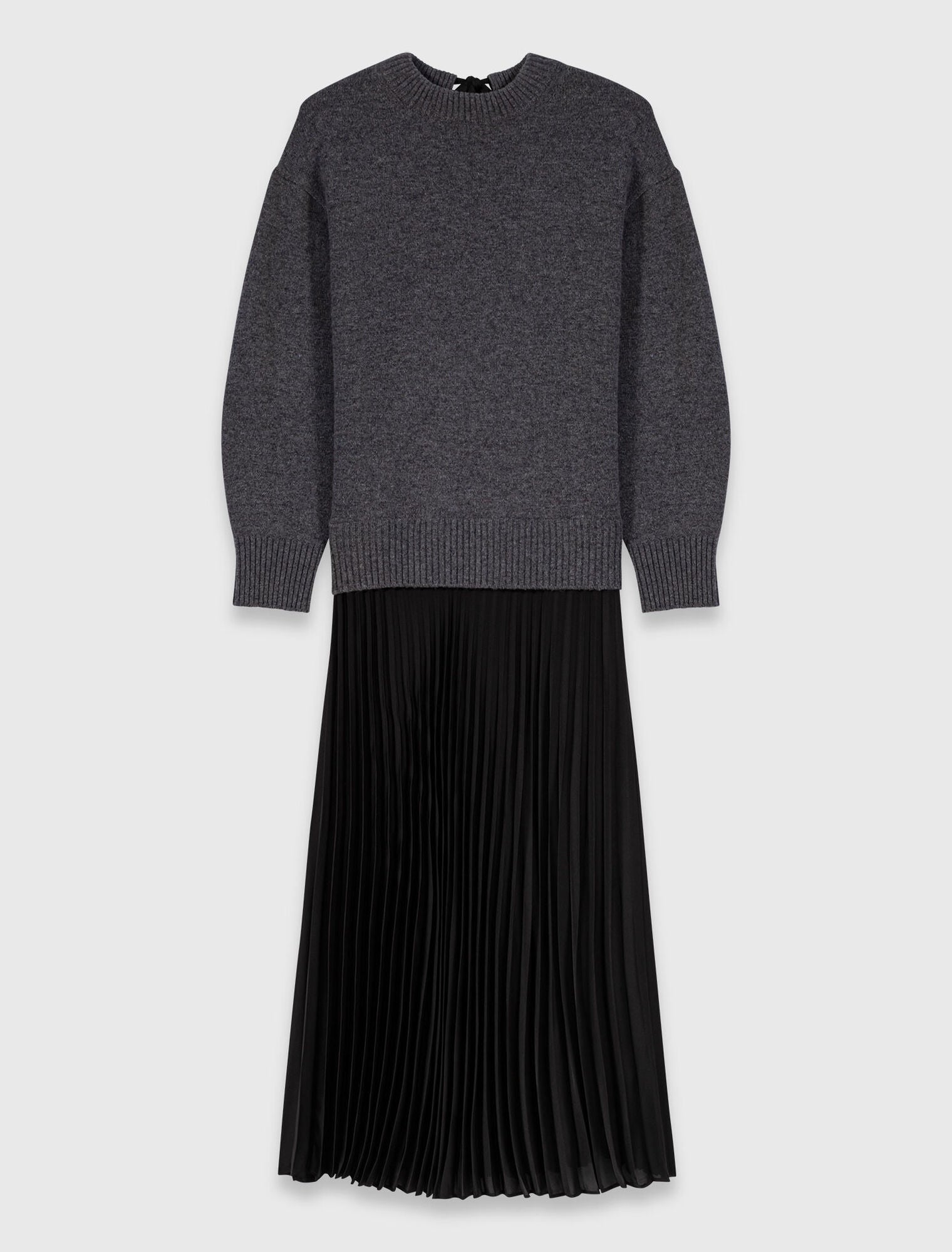 Dual-Material Maxi Dress GREY/BLACK