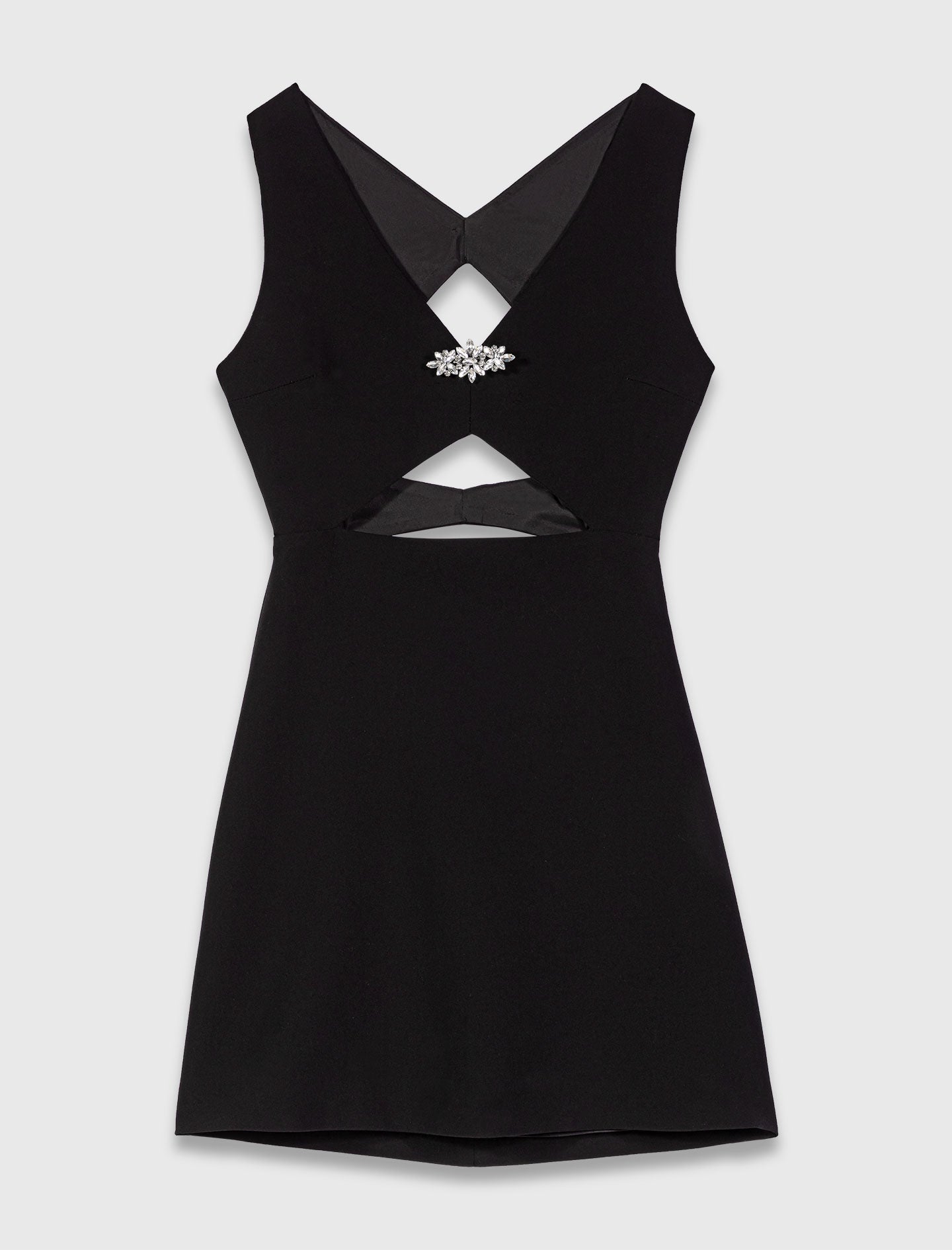 Jewel-embroidered short dress Black