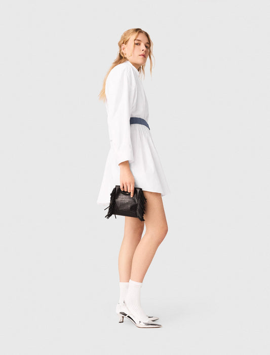Shirt Dress With Contrast Belt WHITE